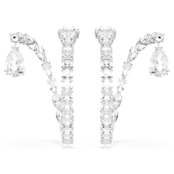 matrix-hoop-earrings-mixed-cuts-white-rhodium-plated-swarovski-5692524 Matrix hoop earrings Mixed cuts, White, Rhodium plated - Image 1