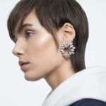 Matrix hoop earrings Pear cut, White, Rhodium plated - Image 2