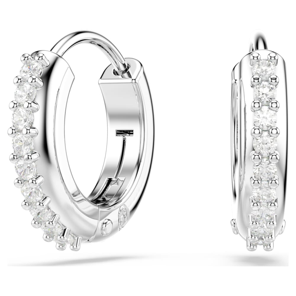 matrix-hoop-earrings-round-cut-white-rhodium-plated-swarovski-5690670 Matrix hoop earrings, Round cut, White, Rhodium plated - Image 1