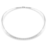 Matrix necklace Baguette cut, White, Rhodium plated
