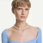 Matrix necklace, Crystal pearl, White, Rhodium plated - Image 2