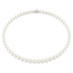 Matrix necklace, Crystal pearl, White, Rhodium plated