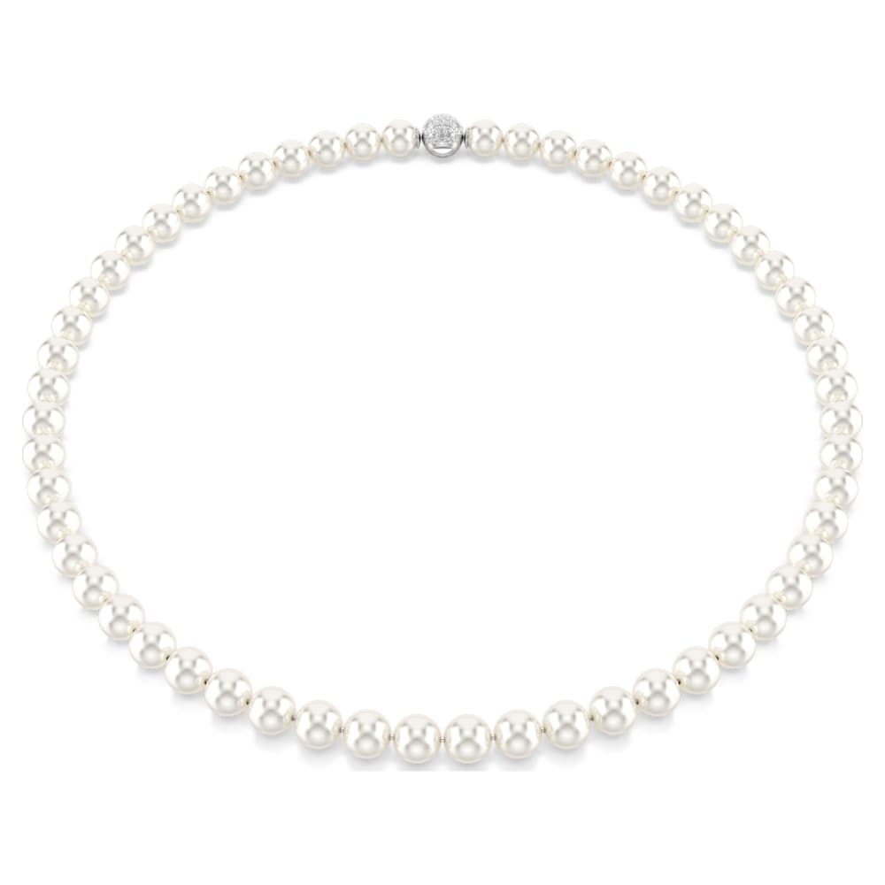 matrix-necklace-crystal-pearl-white-rhodium-plated-swarovski-5747746 Matrix necklace, Crystal pearl, White, Rhodium plated - Image 1