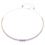 Matrix necklace Gradient of round cuts, Multicoloured, Rhodium plated