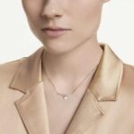Matrix necklace, Round cut, White, 18K rose gold finish - Image 2