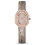 Matrix octagon watch Leather strap, Beige, Rose gold-tone finish