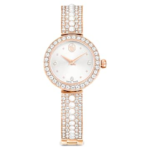 Matrix pearl bangle bangle watch Swiss Made, Crystal bracelet, Rose gold-tone finish