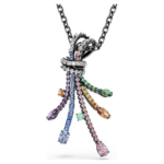 Matrix pendant and brooch Mixed cuts, Bouquet, Multicoloured, Ruthenium plated