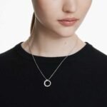 Matrix pendant, Crystal pearl, Round cut, White, Rhodium plated - Image 2