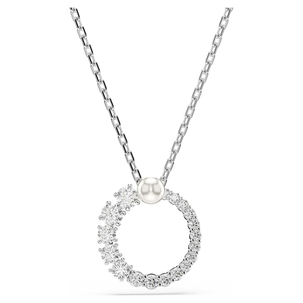 matrix-pendant-crystal-pearl-round-cut-white-rhodium-plated-swarovski-5688751 Matrix pendant, Crystal pearl, Round cut, White, Rhodium plated - Image 1