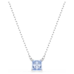 Matrix pendant Square cut, Blue, Rhodium plated