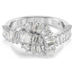 Matrix ring, Baguette cut, Knot, White, Rhodium plated