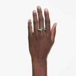 Matrix ring, Mixed cuts, Green, Rhodium plated - Image 2