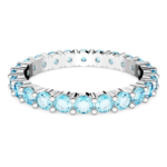Matrix ring Round cut, Blue, Rhodium plated