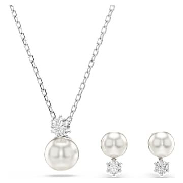 matrix-set-crystal-pearl-round-cut-white-rhodium-plated-swarovski-5689624 Matrix set Crystal pearl, Round cut, White, Rhodium plated - Image 1