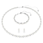 Matrix set Crystal pearl, Round cut, White, Rhodium plated
