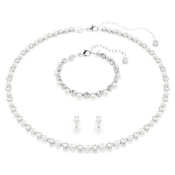 matrix-set-crystal-pearl-round-cut-white-rhodium-plated-swarovski-5742040 Matrix set Crystal pearl, Round cut, White, Rhodium plated - Image 1
