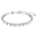 Matrix Tennis bracelet Baguette cut, White, Rhodium plated