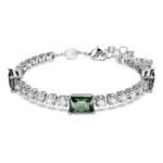 Matrix Tennis bracelet Mixed cuts, Green, Rhodium plated