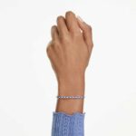 Matrix Tennis bracelet, Mixed round cuts, Blue, Rhodium plated - Image 2