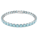 Matrix Tennis bracelet, Round cut, Blue, Rhodium plated