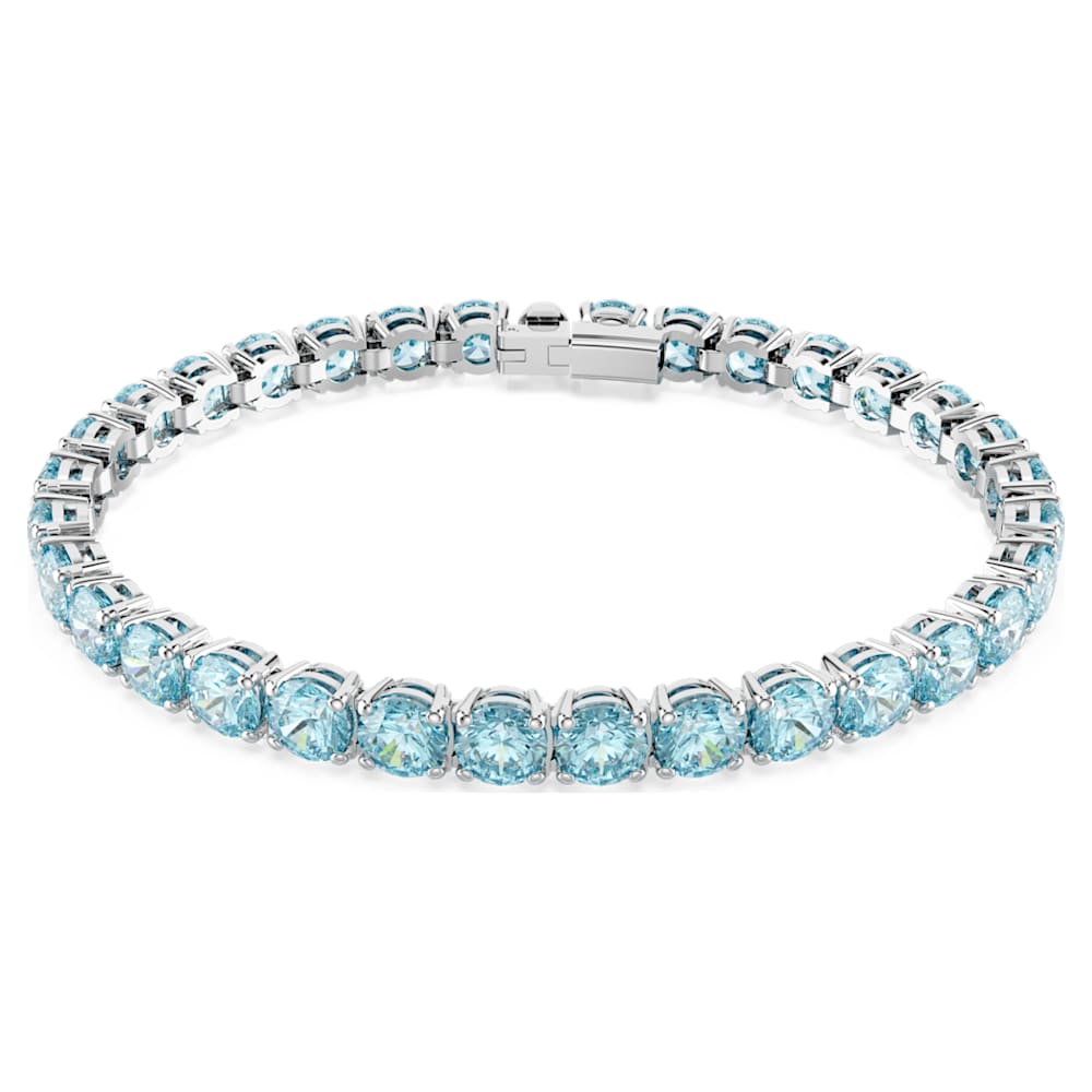 matrix-tennis-bracelet-round-cut-blue-rhodium-plated-swarovski-5648927 Matrix Tennis bracelet, Round cut, Blue, Rhodium plated - Image 1