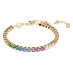 Matrix Tennis bracelet Round cut, Multicoloured, 18K gold finish - Image 2
