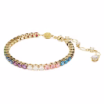 Matrix Tennis bracelet Round cut, Multicoloured, 18K gold finish - Image 3