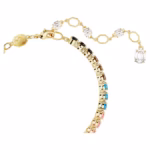 Matrix Tennis bracelet Round cut, Multicoloured, 18K gold finish - Image 4