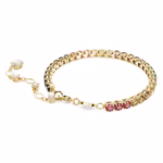 Matrix Tennis bracelet Round cut, Multicoloured, 18K gold finish - Image 5