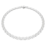 Matrix Tennis necklace, Pear cut, White, Rhodium plated
