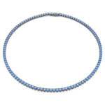 Matrix Tennis necklace Round cut, Blue, Ruthenium plated