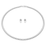 Matrix Tennis set Round cut, White, Rhodium plated