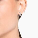 Matrix Vittore hoop earrings Round cut, White, Rhodium plated - Image 2