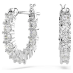 Matrix Vittore hoop earrings Round cut, White, Rhodium plated