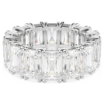 Matrix Vittore ring, Baguette cut, White, Rhodium plated