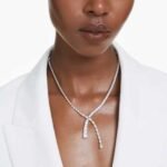 Matrix Y necklace Mixed cuts, White, Rhodium plated - Image 2