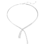 Matrix Y necklace Mixed cuts, White, Rhodium plated