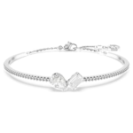 Mesmera bangle Mixed cuts, White, Rhodium plated