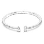 Mesmera cuff, Mixed cuts, White, Rhodium plated