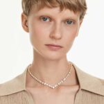 Mesmera necklace, Mixed cuts, White, 18K gold finish - Image 2