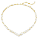 Mesmera necklace, Mixed cuts, White, 18K gold finish