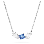 Mesmera pendant Mixed cuts, Blue, Rhodium plated