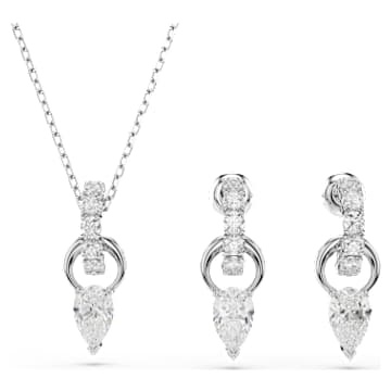mesmera-set-pear-cut-round-cut-white-rhodium-plated-swarovski-5723197 Mesmera set Pear cut, Round cut, White, Rhodium plated - Image 1