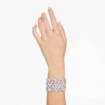 Mesmera wide bracelet Mixed cuts, White, Rhodium plated - Image 2