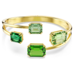 Millenia bangle, Octagon cut, Green, 18K gold finish