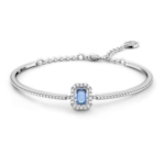 Millenia bangle Octagon cut, Pavé, Blue, Rhodium plated
