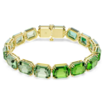 Millenia bracelet Octagon cut, Colour gradient, Green, 18K gold finish