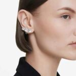 Millenia clip earrings Octagon cut, White, Rhodium plated - Image 2