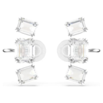 Millenia clip earrings Octagon cut, White, Rhodium plated